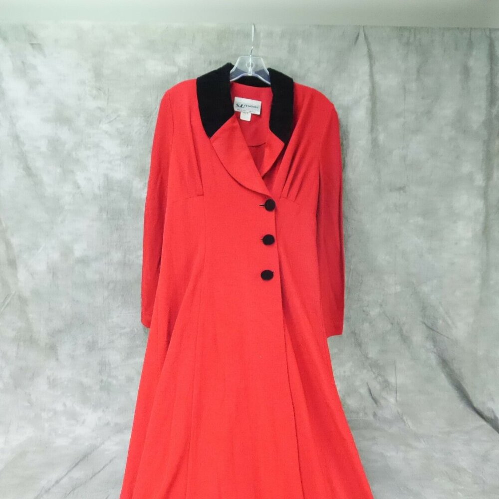 VGUC S.L. Fashions SEXY RED VINTAGE MAXI JACKET Women's  Size 8 VTG  S-8770